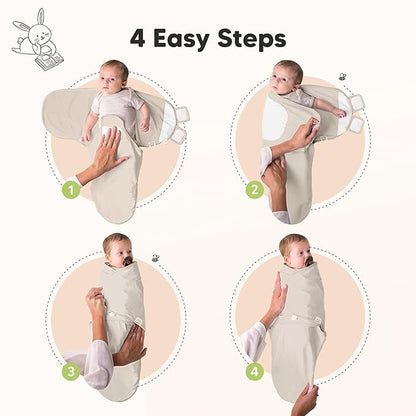 3-Pack Organic Baby Swaddle Sleep Sacks - Swaddles for Newborns, Infant 0-3 Months, Baby Girls, Boys, Soft & Snug Newborn Sleep Sack, Nursery Swaddling Blankets (Pure, OS)