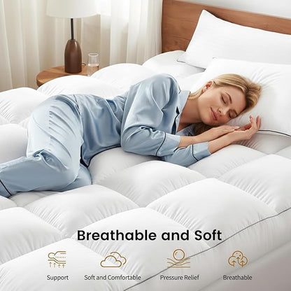 Decroom 5 Inch Memory Foam Mattress Topper King for Back Pain Relief, Filled with Breathable Memory Foam Pillow Topper Soft Fluffy Supportive Bed Mattress Pad, 80x78x5 Inch