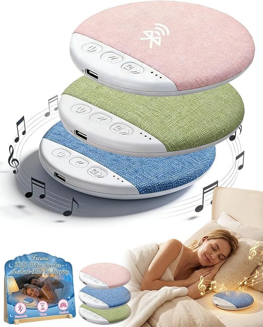 2026 New Flat Under Pillow Speakers for Sleeping, Bone Conduction Pillows Speaker Bluetooth, Private Ultra-Thin Aid with White Noise Timer, Mini Portable Slim Wireless Bedside Speak