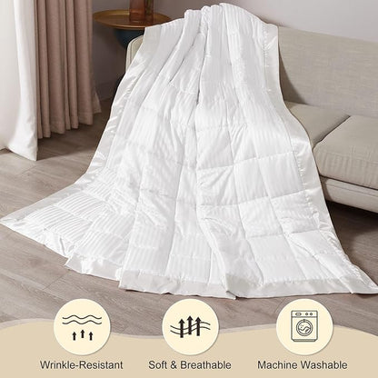 downluxe Weighted Blanket King Size, 18 lb Weighted Blanket with Glass Beads for All Season, Machine Washable Heavy Blanket (Ivory, 108 X 90 Inch)