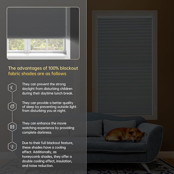 CINONEKO Custom Size(21-69"W x 22-93"H) Motorized Cellular Shades,No Drill Smart Honeycomb Blinds【Free Solar Powered】Automatic Blinds for Indoor Windows Cordless Electric Shades Compatible with Alexa