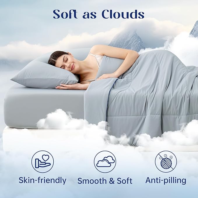 Dream Valley Outlast® Twin Cooling Comforter, NASA-Grade Instant Cooling Blanket for Hot Sleepers, Luxurious Comforter for All Season, Cool Grey, 60"x80"