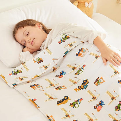 HOSUKKO Weighted Blanket - 5 lbs Engineering Vehicles Heavy Blanket - Breathable Blanket(36 * 48 inches, 5 lbs)