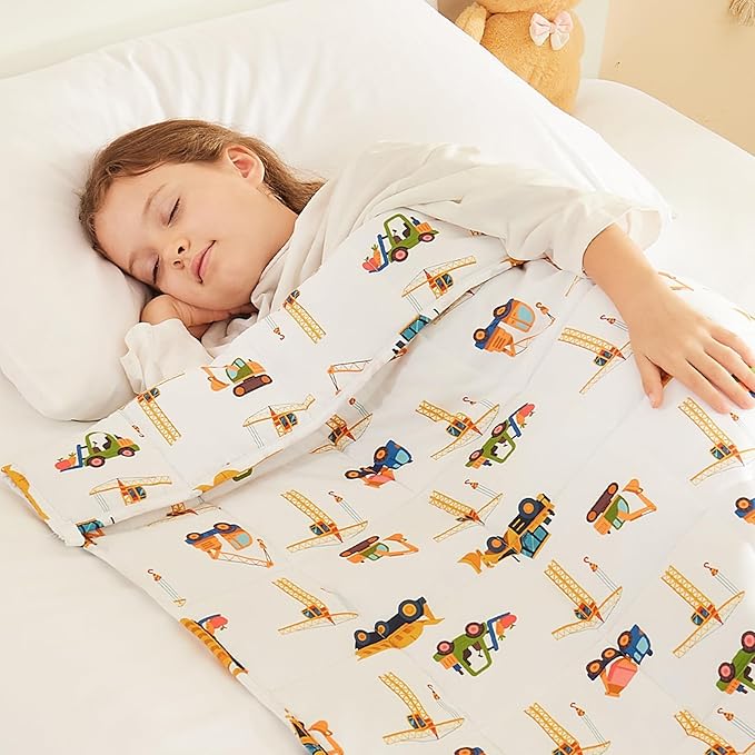HOSUKKO Weighted Blanket - 10 lbs Engineering Vehicles Heavy Blanket - Breathable Blanket(50 * 60 inches, 10 lbs)