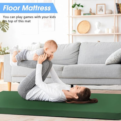 CYMULA Memory Foam Camping Mattress Pad,3inch Sleeping Pad for Camping,Non-Slip Bottom Floor Cot Car Mattress Bed with Retaining Portable Roll up Mattress Pad Mat for Travel Truck Guest Bed Tent