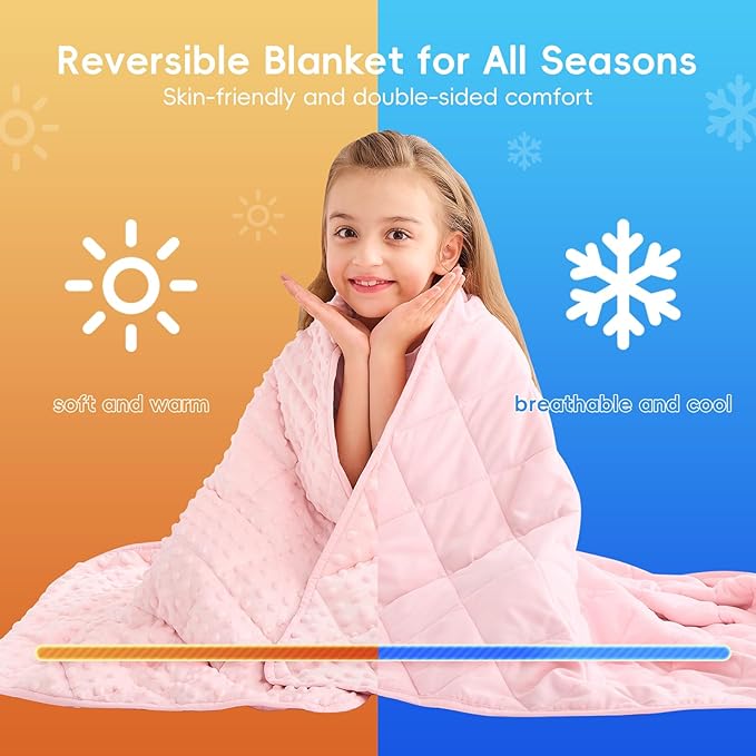 yescool Pink Weighted Blanket 7 Pounds Twin Size Cooling Weighted Throw Blanket, Minky Heavy Blankets Warm Weighted Comforter, Big Washable Thick Blankets Gift for 60-90lbs, 40 * 60in