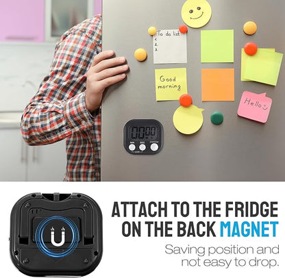 Leumoi 24 Pcs Digital Kitchen Timers Bulk Small Magnetic Timer On/Off Switch Minute Second Count up Countdown Loud Alarm for Classroom Cooking Baking(Black)