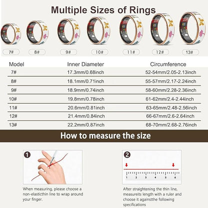 Smart Ring for Women,Fitness Tracker with Heart Rate,Blood Oxygen,Menstrual Cycle,Sleep Monitoring,Step Counting,IP68 Waterproof for iOS and Android,No Subscription Fee (13#)