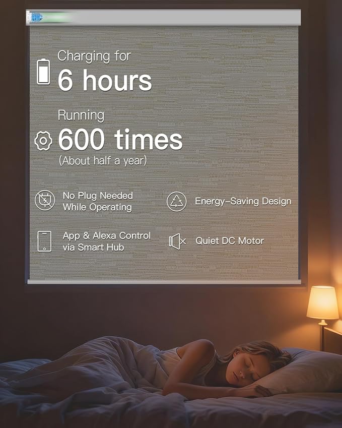 Motorized Roller Shade with Remote Control, Blackout Electric Shade for Windows Compatible with Alexa Google via Hub, Rechargeable Smart Window Blind Customized Size (Texture Light Coffee)