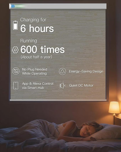 Motorized Roller Shade with Remote Control, Blackout Electric Shade for Windows Compatible with Alexa Google via Hub, Rechargeable Smart Window Blind Customized Size (Texture Light Coffee)
