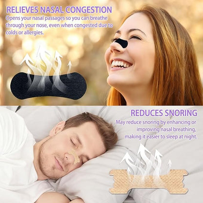 Nasal Strips for Snoring, 60 Count Extra Strength Nose Strips for Breathing, Anti Snoring Devices for Sports and Sleep, Help Stop Snoring, Relieve Nasal Congestion, Drug-Free,Deeper Sleep