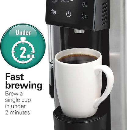 Hamilton Beach FlexBrew Advanced 5-in-1 Programmable 12 Cup Drip and Single Serve Hot & Iced Coffee Maker with Movable 60 oz. Water Reservoir, Use Pod Packs and Grounds, Fast Brewing, Black (49924)