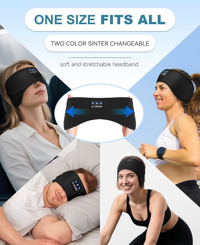 LC-dolida Sleep Headphones Ear Warmer Headband Bluetooth 5.4, Cold Weather Winter Headband Ear Covers for Gift Workout Ski Running Cycling