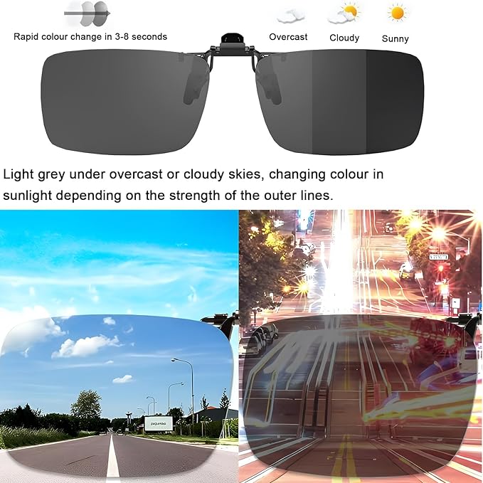 Clip on Polarized Night Vision Driving Glasses Flip up Sunglasses UV-400 to Wear Over Glasses for Night Driving