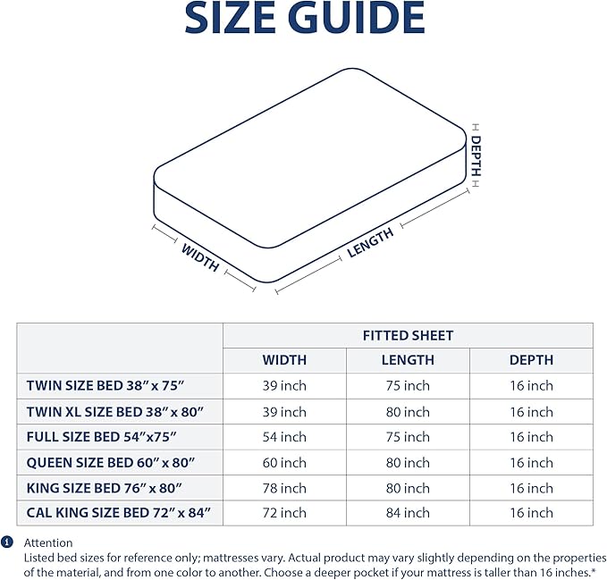 Cathay Home California King Fitted Sheet - Double Brushed Ultra Soft – Wrinkle & Fade Resistant - 16" Deep Pocket Fitted Sheet Only - Good Fit for 14"-18" Deep Mattress (Cal King, Navy)