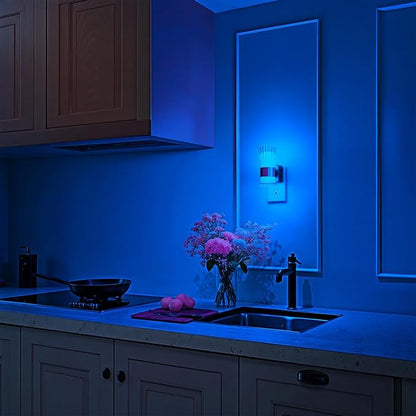 Night Light, Night Lights Plug into Wall, RGB Color LED NightLight with Dusk to Dawn Sensor, 180° Rotating Night Lights, Adjustable Brightness, Wall Sconce Style Design for Bedroom Hallway, 2 Pack