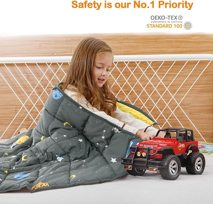 Uttermara Weighted Lap Blanket 2 lbs, Ultra Cozy Minky Weighted Blankets with Cartoon Patterns, Heavy Blanket Great for Calming and Sleeping, 20x30 inches, Grey Space