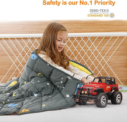Uttermara Weighted Lap Blanket 2 lbs, Ultra Cozy Minky Weighted Blankets with Cartoon Patterns, Heavy Blanket Great for Calming and Sleeping, 20x30 inches, Grey Space