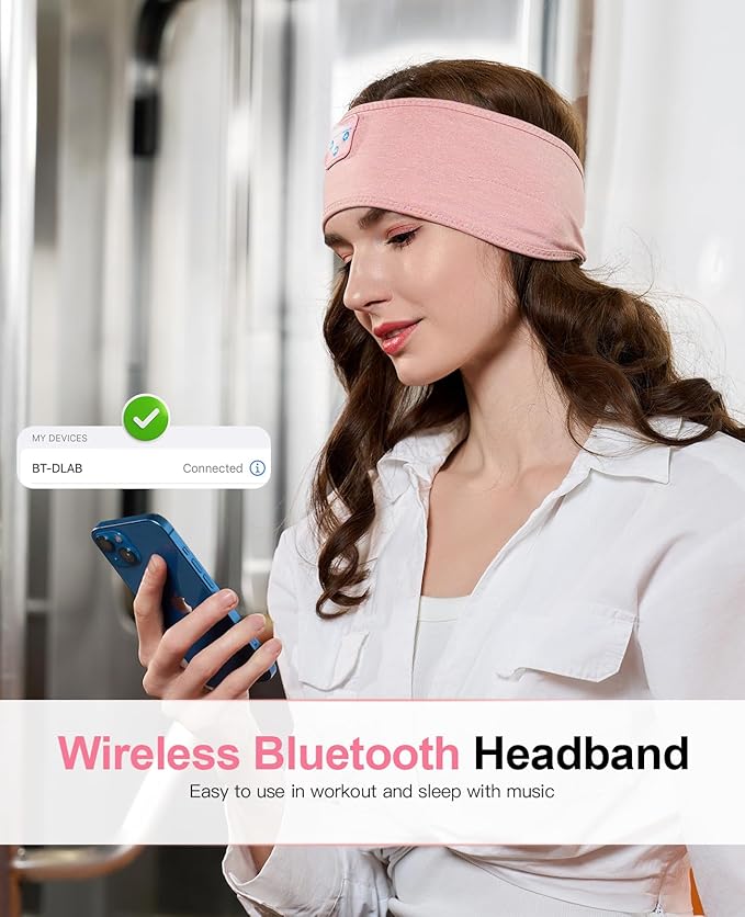 Perytong Sleep Headphones - Headband Headphones - Bluetooth Headband for Side Sleeper, Elastic Music Headphone Band Cozy ASMR Wireless Eye Mask Tech Gadgets Gifts for Women Men