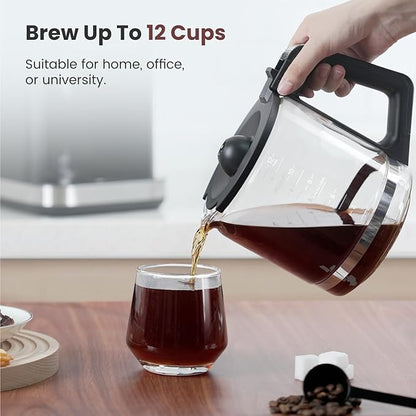 Gevi 12-Cup Programmable Coffee Maker with Touchscreen, Strong Brew & Iced Coffee Options, Auto Shut-Off, 4-Hour Keep Warm, Glass Carafe, Anti-Drip System, Permanent Filter Included