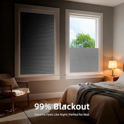 ZSTARR Motorized Skylight Shades Blackout Cellular Honeycomb Electric Blinds with Solar Panel Cordless Rechargeable with Remote for Roof and Slanted Windows (Blackout Silver Grey)