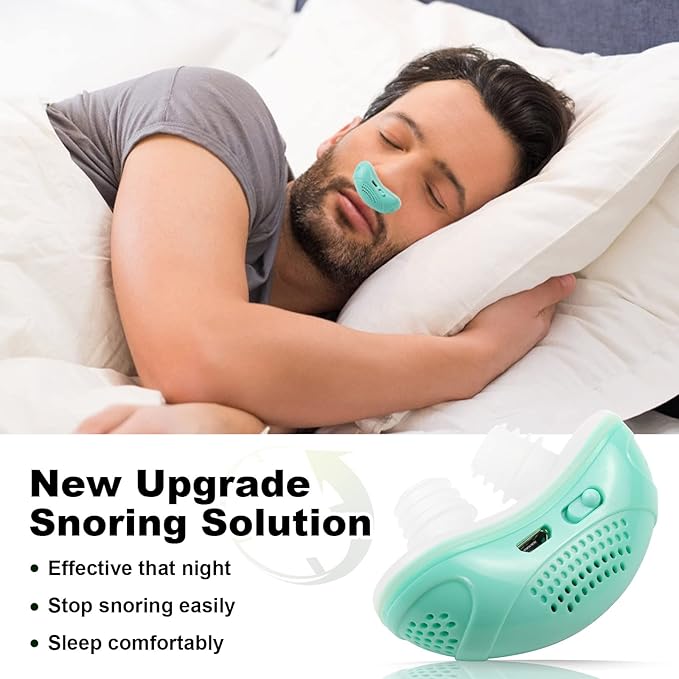 Electric Anti Snoring Devices, Mini Machine, Airing Micro for Travel, Sleep Apnea Devices, Snoring Solution for Men and Women, Suitable for All Nose Shapes Mint Green