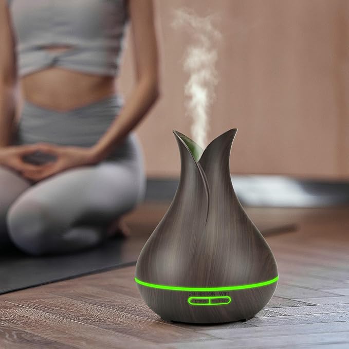 Smart WiFi Essential Oil Diffuser App Control Air Humidifier (Dark Wood EU)