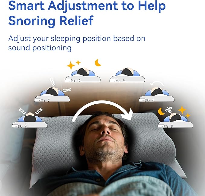 DRAVEL Premium Smart Anti-Snore Pillow,Advanced Positioning and Sound Monitoring,Sleep Well Premium Quality for Snorers Restful with App Tracking
