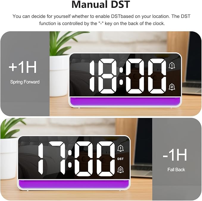 Super Loud Alarm Clock for Heavy Sleepers Adults, Teens, Kids, Digital Alarm Clocks for Bedrooms, White Digital Clock with Adjustable RGB Color/Night Light/Brightness/Dimmer/Volume, USB Port