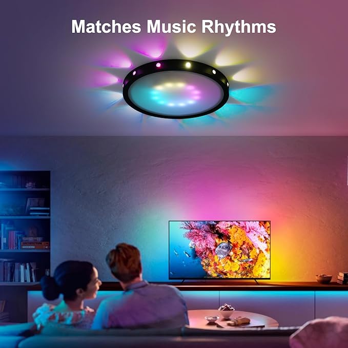 Smart Ceiling Light, RGB LED Ceiling Light Fixture, DIY Colors, Compatible with Alexa,ambiance Lighting for Bedroom