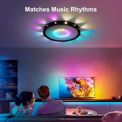 Smart Ceiling Light, RGB LED Ceiling Light Fixture, DIY Colors, Compatible with Alexa,ambiance Lighting for Bedroom