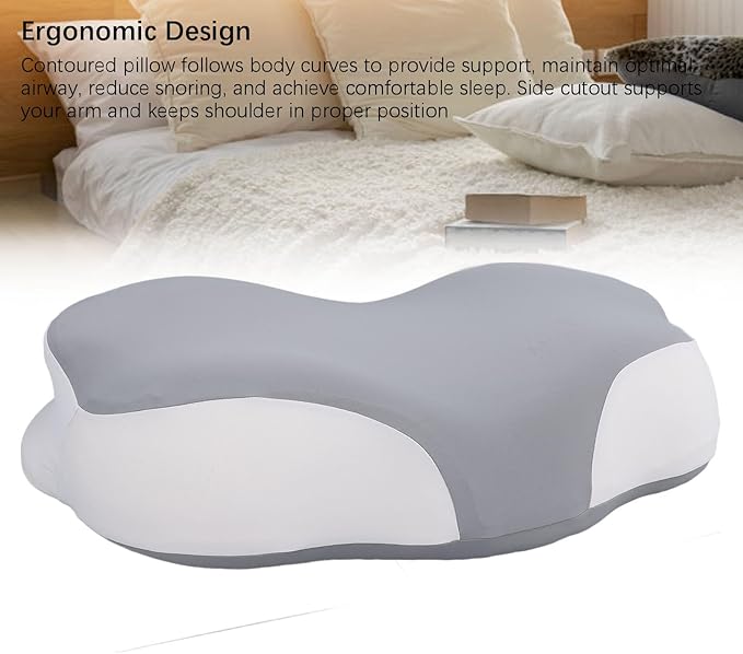 Memory Foam Pillow, 2 Height Adjustable Ergonomic Contour Slow Rebound Adults Cervical Traction Pillow with Breathable Pillowcase for Head Shoulder Back Support