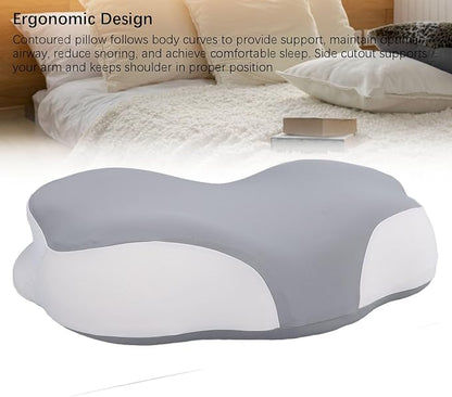 Memory Foam Pillow, 2 Height Adjustable Ergonomic Contour Slow Rebound Adults Cervical Traction Pillow with Breathable Pillowcase for Head Shoulder Back Support