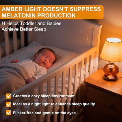 KINUR LED Edison Bulbs, 60 watt Light Bulbs Replacement 6W 2000K E26 A19 Amber Soft Warm Light Bulb for Bedroom, Healthy Sleep,Turtle Friendly Light Bulbs 4 Pack