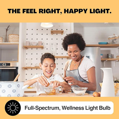 NorbSMILE Soft Full Spectrum Light Bulb - Sunlike Softer-Hue A19 Wellness LED. Boost Energy, Mood & Performance, Support Circadian Rhythm, Near-Perfect Color Rendering, Patented, US Based (1-Pack)