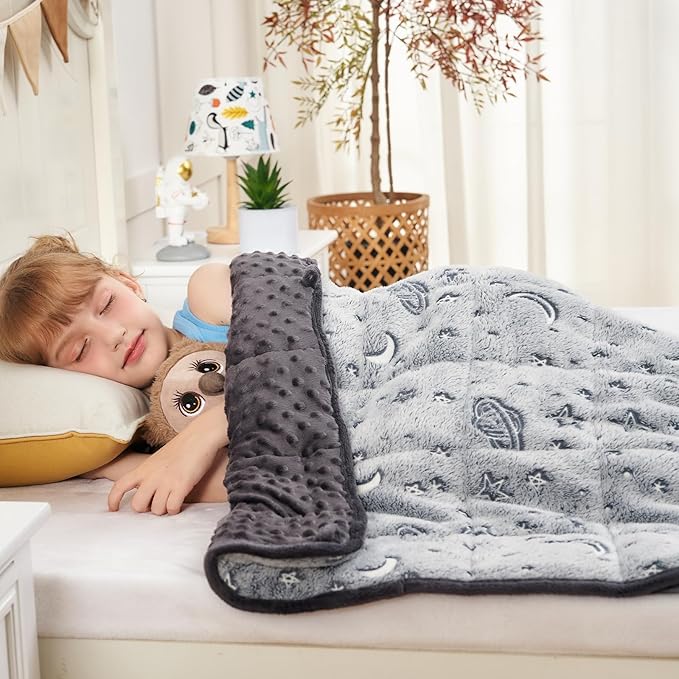 yescool Weighted Blanket 10 Pounds Weighted Lap Blanket, Glow in The Dark Star Heavy Blanket, Warm Minky Weighted Throw Blanket Gift for 80-110lbs, 40"x60"