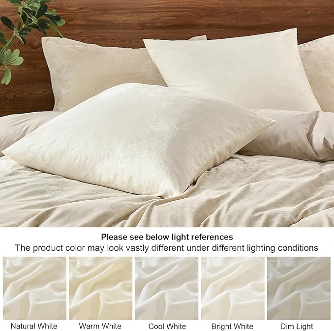 PHF Super Soft Velvet Throw Pillow Covers, 24"x24", No Insert, 2 Pack Color Gradient Cushion Covers, Ultra Soft Cozy Square Covers Shell for Home Decorative, No Shedding, No Pilling, Cream