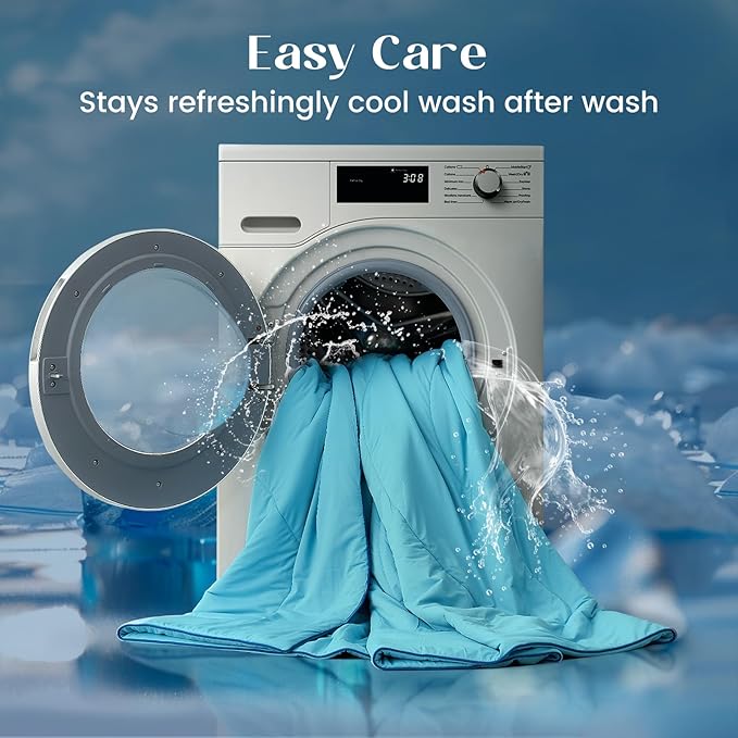 Dream Valley Outlast® Queen Cooling Comforter, NASA-Grade Instant Cooling Blanket for Hot Sleepers, Luxurious Comforter for All Season, Dream Blue, 90"x90"