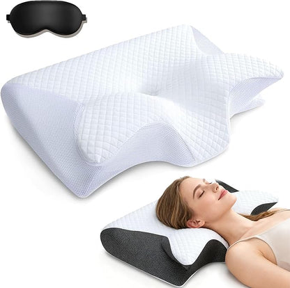 Sleep Apnea Pillow, 2025 Upgrade Ergonomic Contour Support Pillows with Cooling Cover (White)