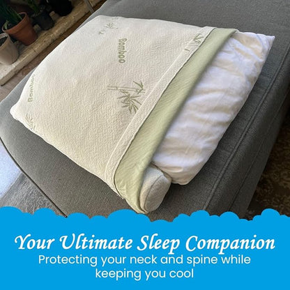 Cervical Orthopedic Bed Pillow with Firm Memory Foam Support for Neck, Soft Side, Back and Face Down Sleepers Perfectly Adjustable for Every Body and Size Cutting Edge Design
