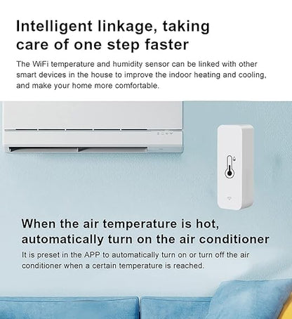 2 Pack WiFi Temperature Humidity Sensor: Wireless Temperature Humidity Monitor with App Alert, Free Data Storage Export, Smart Indoor Thermometer Hygrometer Compatible with Alexa Google Assistant