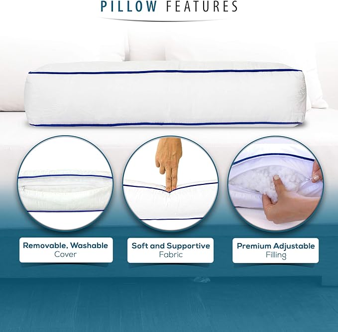 Nature's Guest Adjustable Cervical Neck Roll Bolster Pillow, Better Than Memory Foam Pillow, Neck Pillow for Sleeping, Cervical Cylinder Pillow for Spine Back, Neck Pain, Travel Pillow Leg Bed Pillow