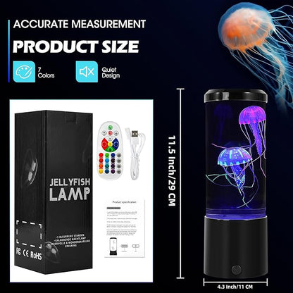 Jia Xi 12 Inch Jellyfish Aquarium Lamp, Large LED Jellyfish Lamp with Color Changing Light, Quiet Pump Mood Light for Bedroom Living Room, Fake Jellyfish Tank Decor （Remote Control）