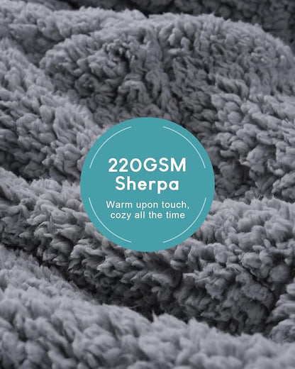 Cottonblue Jacquard Sherpa Weighted Blanket 20lbs for Adults- Soft, Warm, and Thickened Calm Blanket for Ultimate Comfort and Better Sleep, Heavy Weighted Blankets 60x80 Inches, Grey