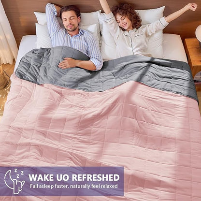 yescool Weighted Blanket for Adults (25 lbs, 88” x 104”, Pink Grey) Cooling Heavy Blanket for Sleeping Perfect for 240-260 lbs, King Size Breathable Blanket with Premium Glass Bead