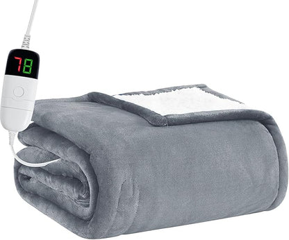 BOMOVA Heated Electric Blanket Full Size - 72" x 84" Heating Blanket with 10 Heating Levels & 8 Hours Auto Off, Warm Flannel Blanket, Christmas Birthday Gifts for Women