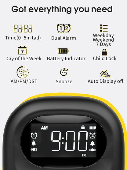Roxicosly Vibrating Alarm Clock for Heavy Sleepers, Super Strong Adjustable Vibration Bed Shaker Clock Under Pillow for Hearing Impaired Deaf, Cordless, Small, USB Rechargeable for Travel