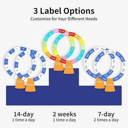 Cruxer Large Pill Organizer 7 Day 2 Times a Day & 14 Day Pill Dispenser, Arthritis Friendly Push-Button Design with Labels, Wall-Mounted & Standing Use, Weekly Pill Box for Vitamins & Medications