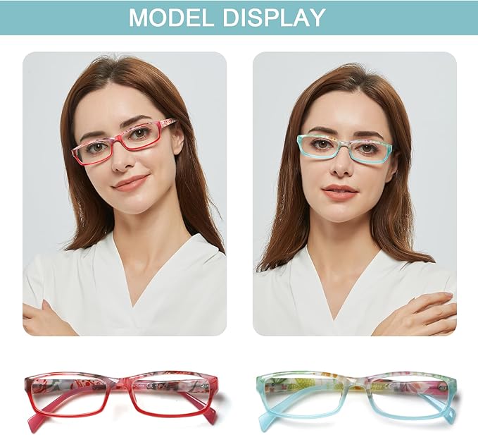 Kerecsen Reading Glasses 5 Pairs Fashion Ladies Readers Spring Hinge with Pattern Print Eyeglasses for Women (Mix Color -8, 2.75)