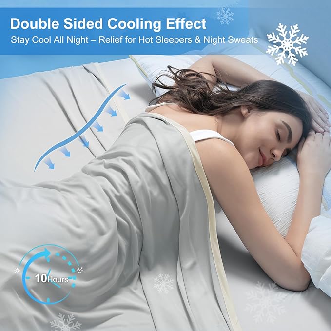 PHF Double Cooling Blanket for Hot Sleepers King Size, Arc-Chill Q-Max>0.5 with Double Cooling, Summer Blanket Absorbs Heat to Keep Cool All Night for Night Sweats (Silver Grey, 108''x90'')